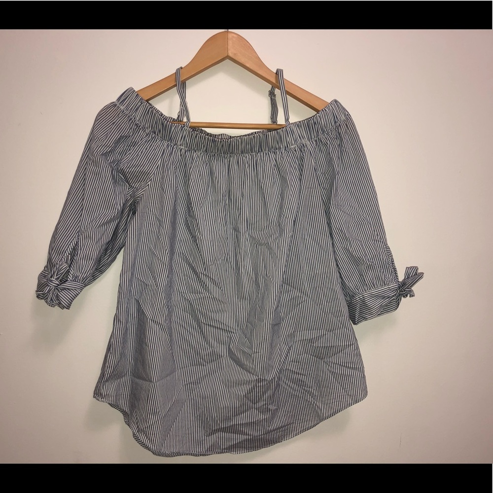 Blue and white stripe blouse
